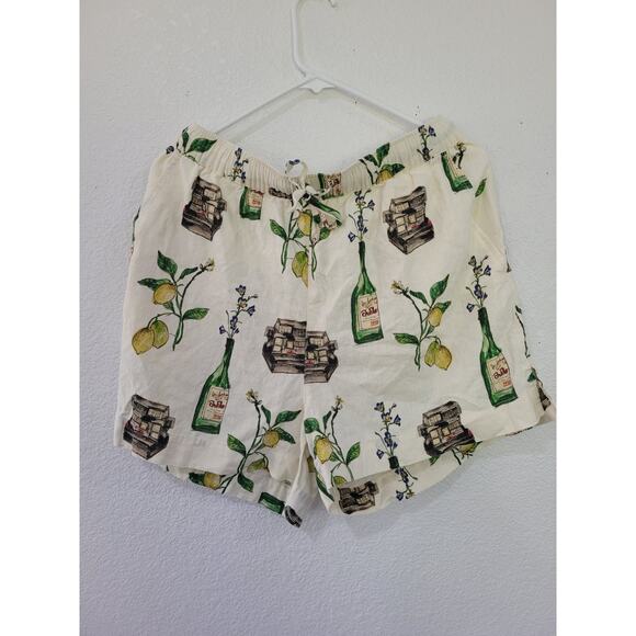 Topshop Pants - Topshop Still Life Graphic Linen Shorts in‎ Ecru size 10 #P3
